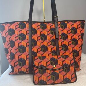 MCM Cubic Monogram Jacquard Tote Bag & Pouch